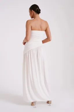 MESHKI Bex Strapless Slinky Maxi Dress With Split Ivory Size 8  for rent on The Volte - image 3