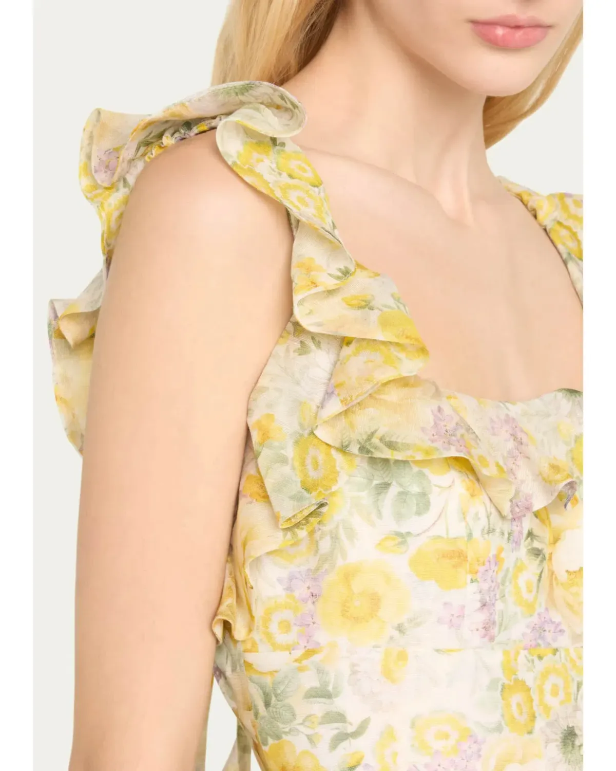 Zimmermann The Harmony Frilled Mini Dress in Citrus Garden Print Size 1 / AU 10 - Image 3