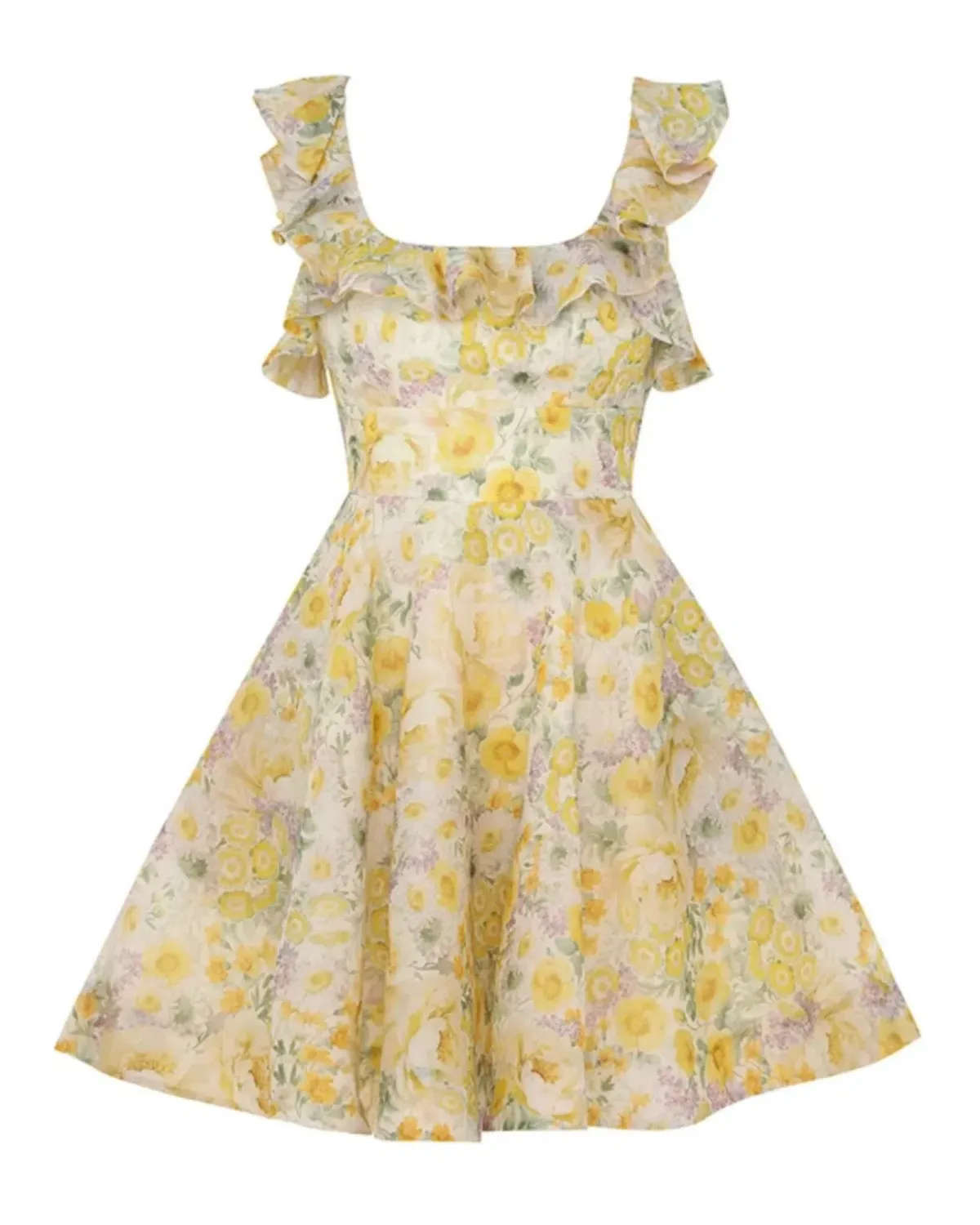 Zimmermann The Harmony Frilled Mini Dress in Citrus Garden Print Size 1 / AU 10 - Image 4