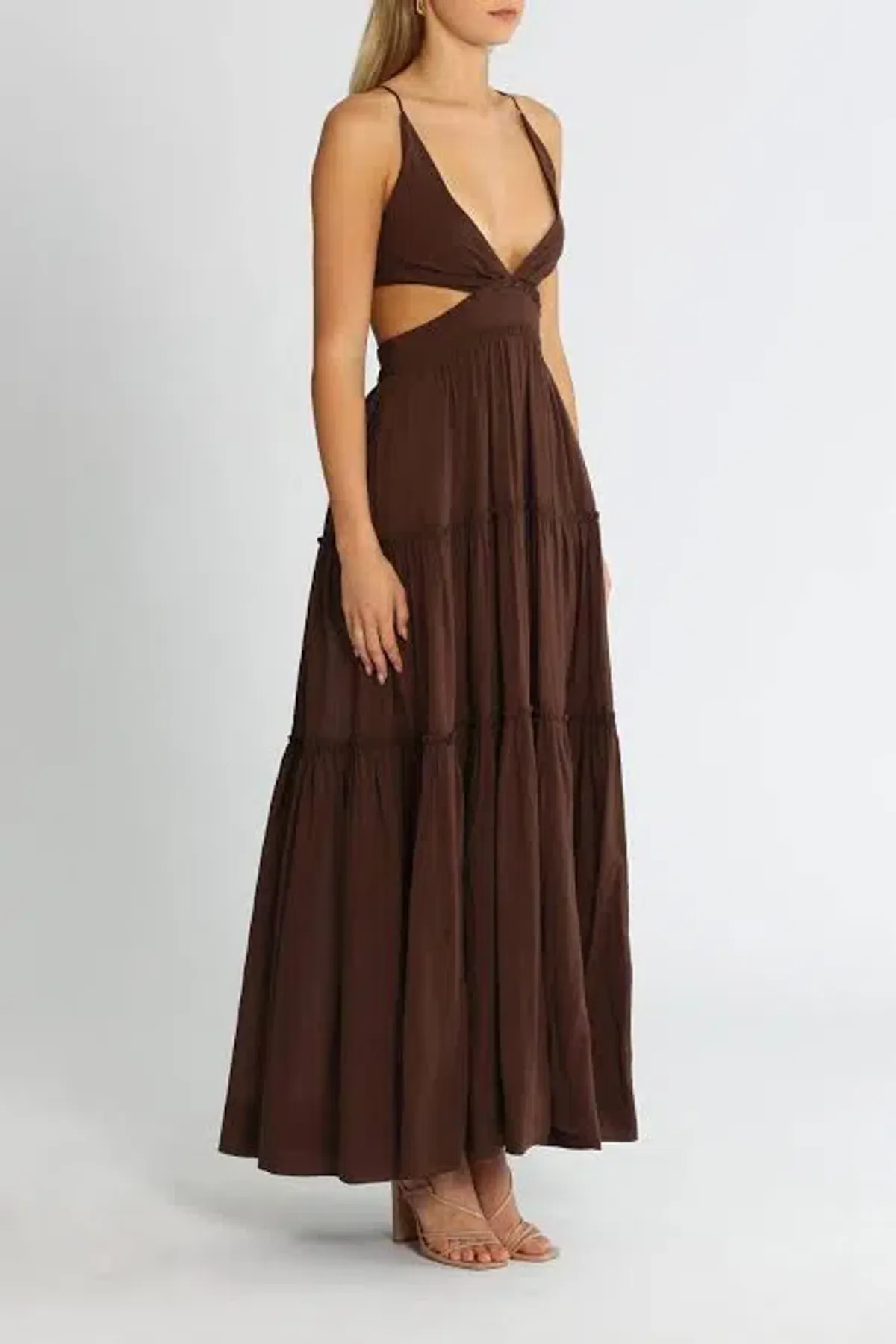 Bec & Bridge Carla V Maxi Dress in Chocolate Brown Size 8 - Image 2