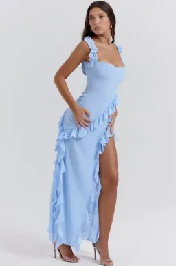 House Of CB Ariela Ruffle Maxi Dress Soft Blue Size S / AU 8 for rent on The Volte - image 6