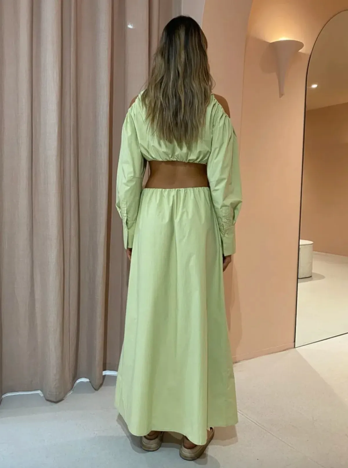 Sir the Label Mason Cut Out Shirt Dress in Pistachio Size 8 - Image 2