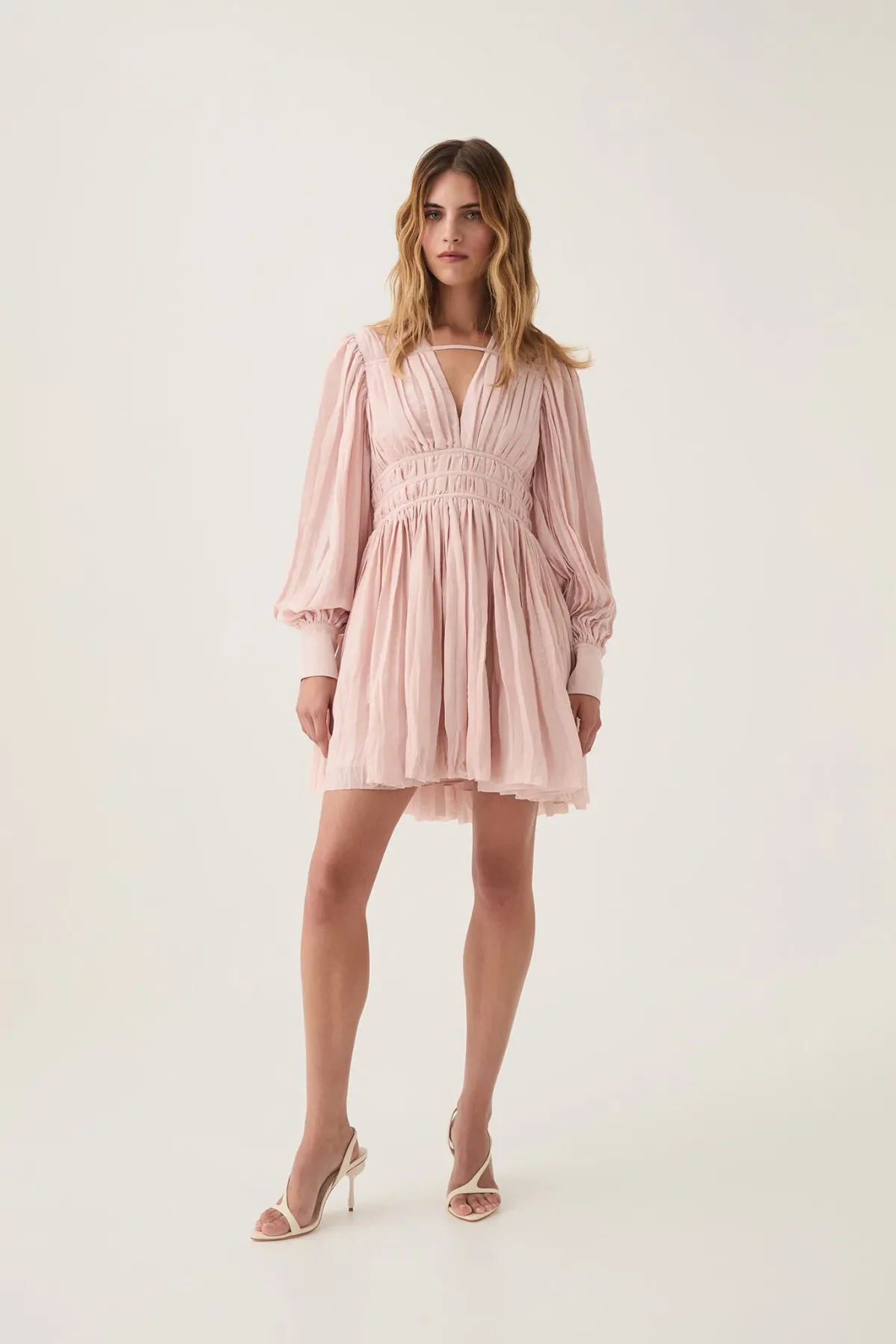 Aje Catalyst Pleated Mini Dress Blush Pink Size 8 - Image 1