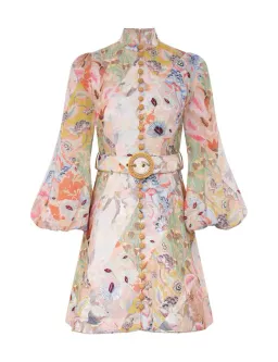 Zimmermann The Illustration Belted Mini Dress in Multi Floral Diamond Size 1 / AU 10 for rent on The Volte - image 3