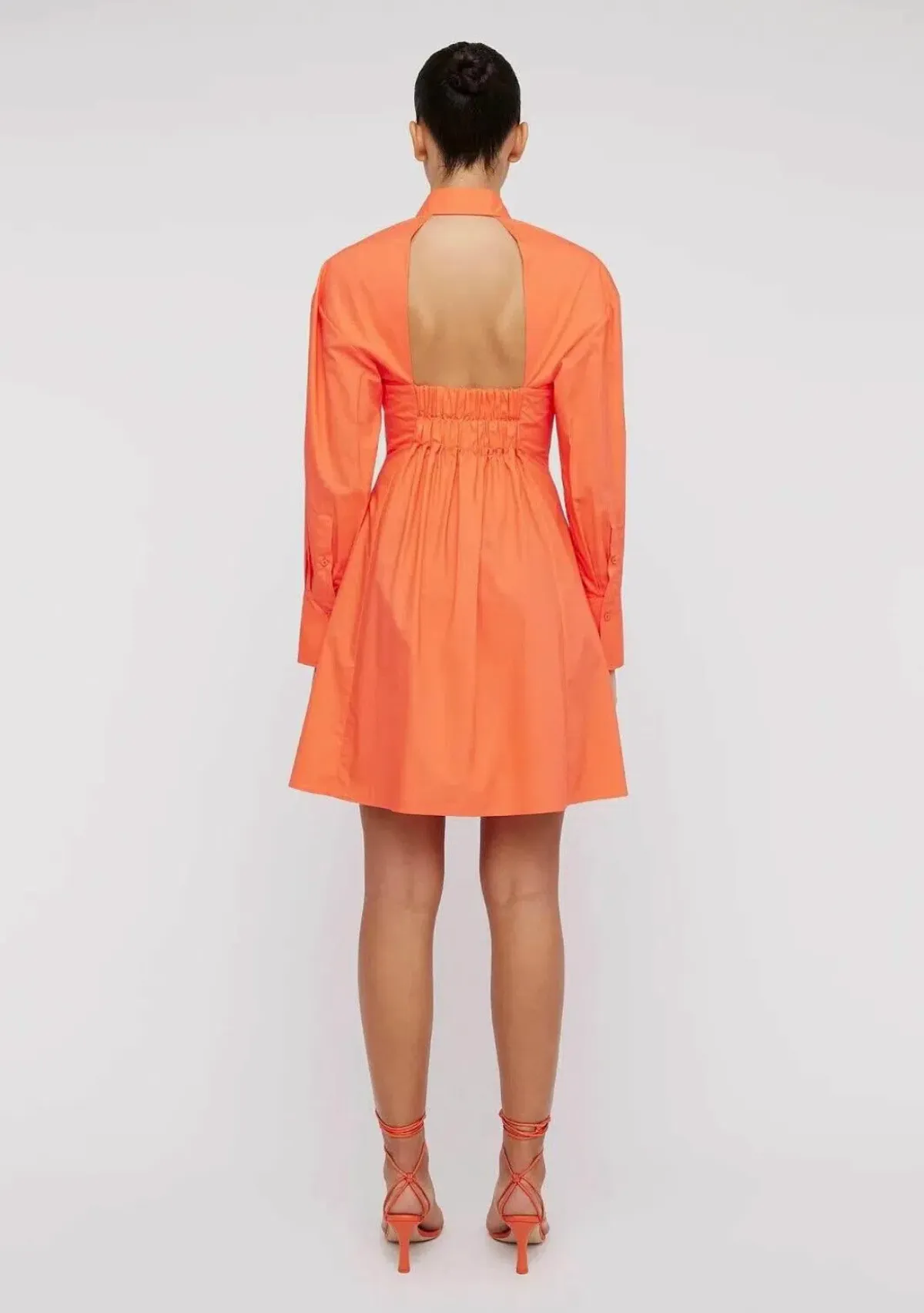 Scanlan Theodore Parachute Cut Out Mini Shirtdress Orange Size AU 6 - Image 3