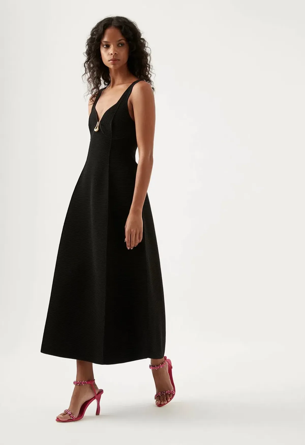 Aje Marisole Knit Midi Dress Black Size AU 10 - Image 2