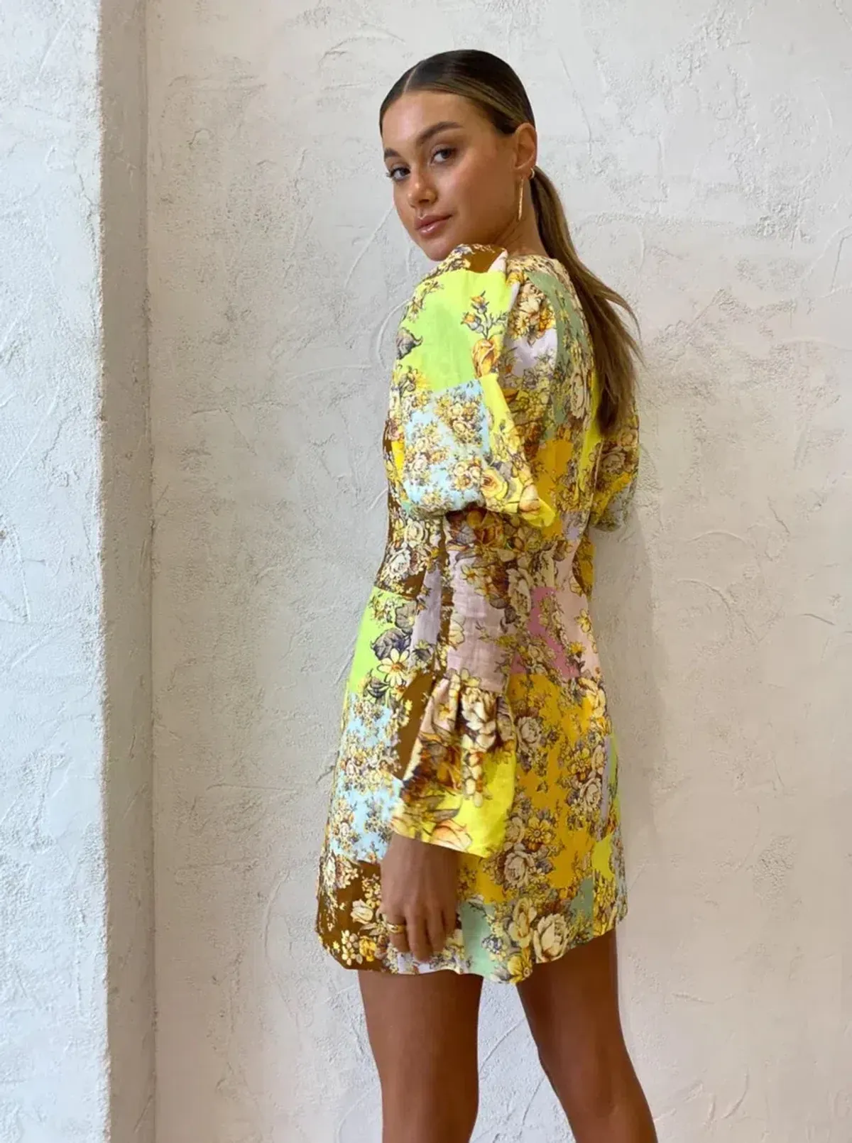 Alemais Matilde Puff Sleeve Mini Dress Multi Size 8 - Image 3