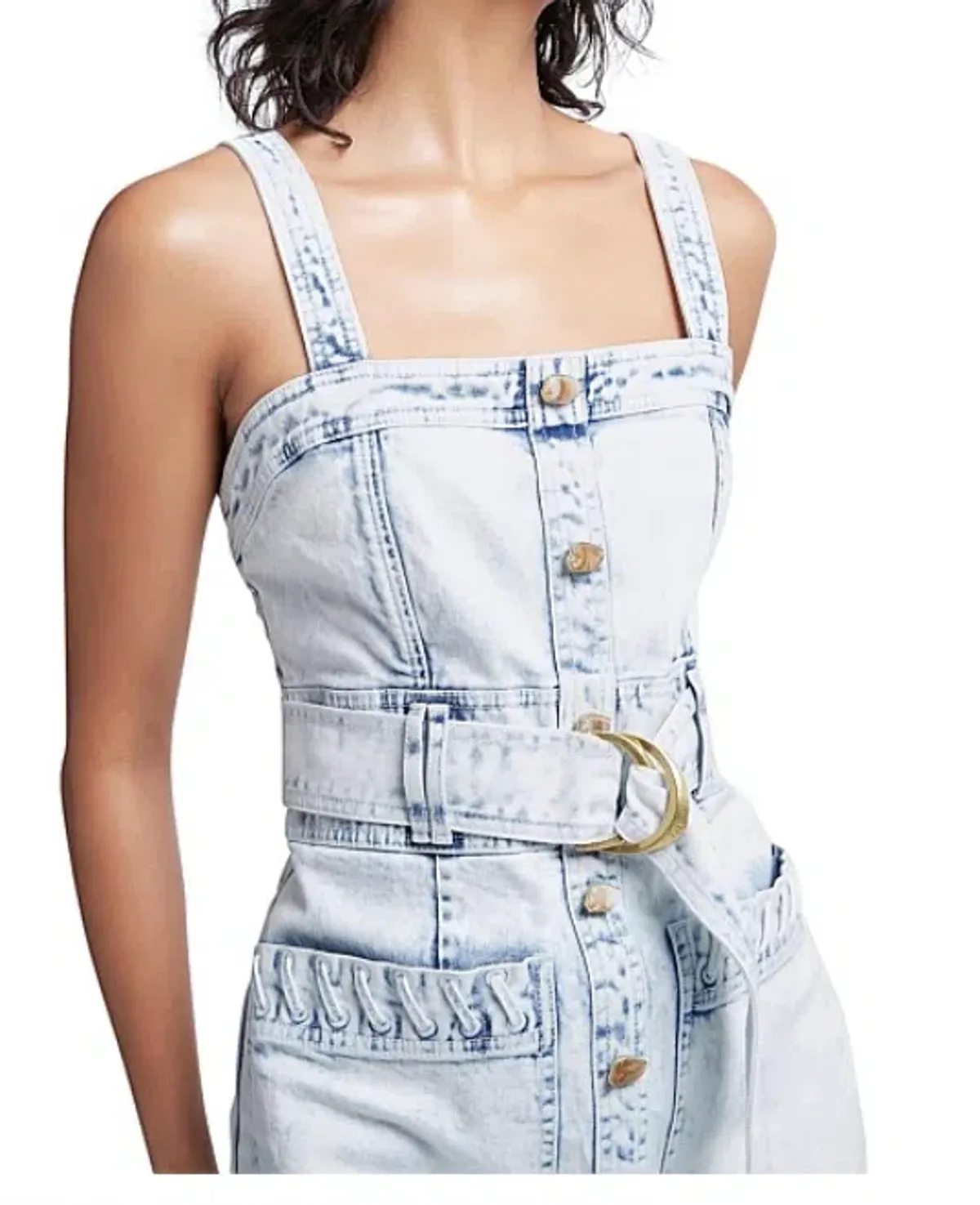 Aje Crafted Sleeveless Denim Mini Dress Acid Wash Size 10 - Image 3