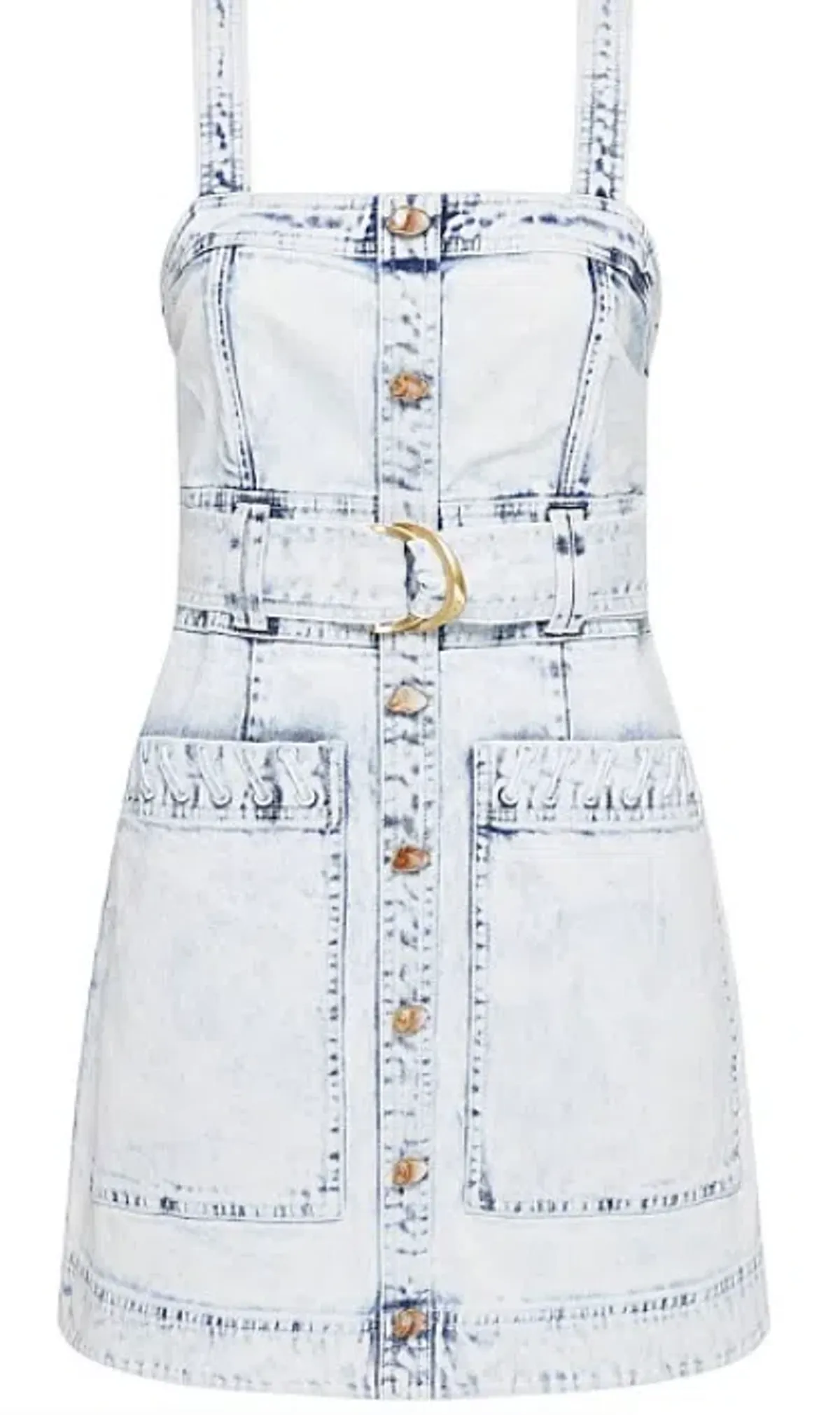 Aje Crafted Sleeveless Denim Mini Dress Acid Wash Size 10 - Image 4