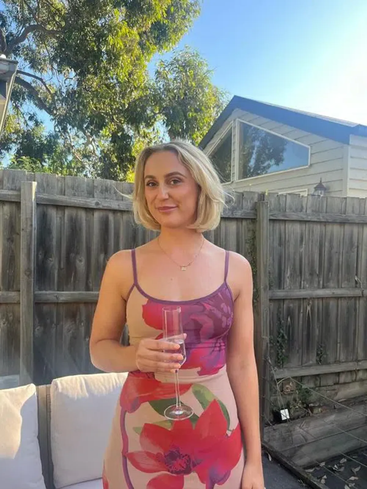 With Harper Lu Mesh Fuchsia Bloom Dress Floral Size 10 - Image 4