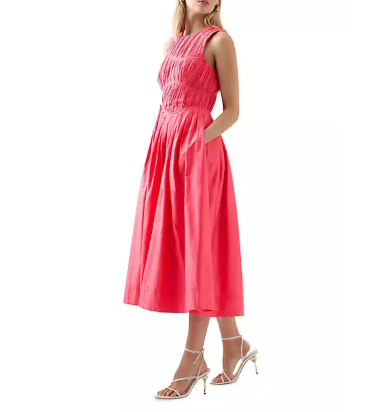 AJE Nya Gathered Midi Dress Hot Pink Size 10  - Image 2