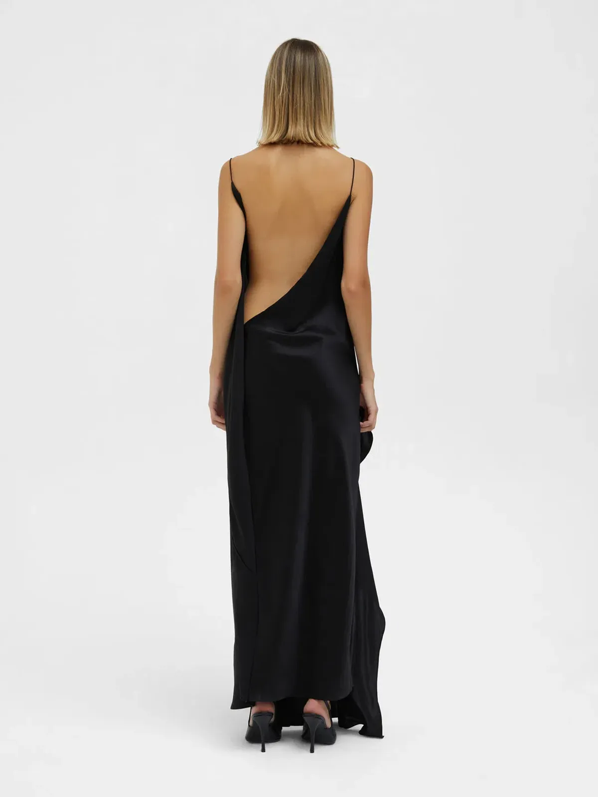 Christopher Esber Cusco Silk Drape Cami Maxi Dress in Black Size 8 - Image 2