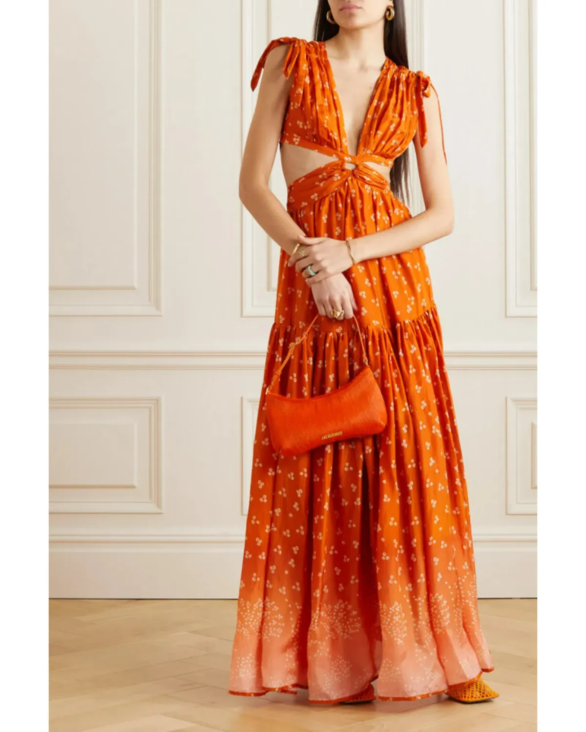 Hannah Artwear Amelie Printed Maxi Dress Orange Size AU 10 - Image 2
