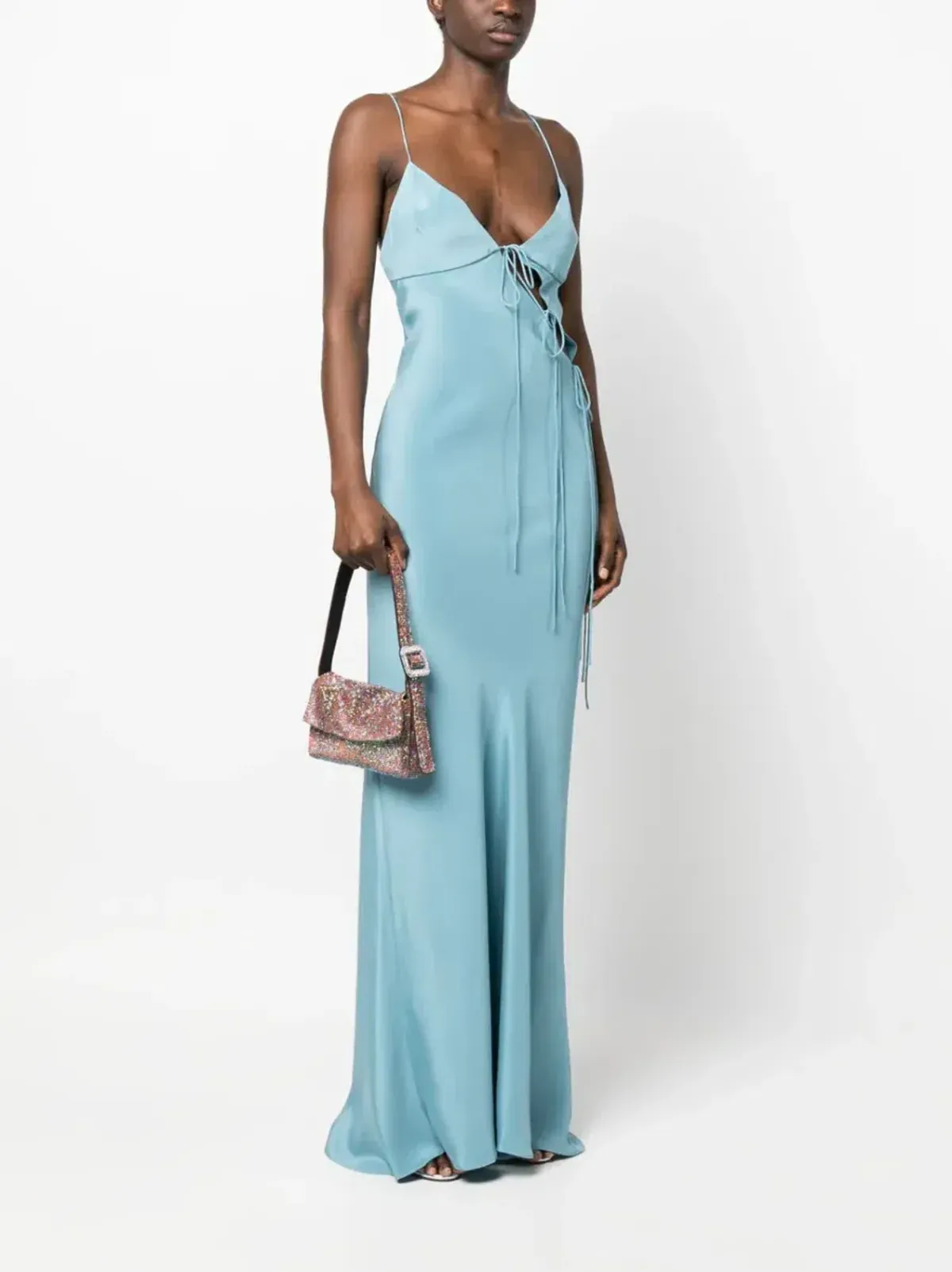 Christopher Esber Slope Silk Tie Dress Blue Size AU 10  - Image 2