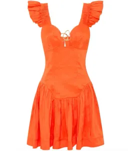 Aje Simone Frill Sleeve Mini Dress Orange Size 8 for rent on The Volte - image 6