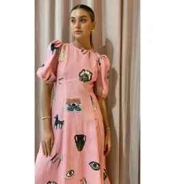 Alemais Cleo Midi Dress Pink Size AU 10 for rent on The Volte - image 2