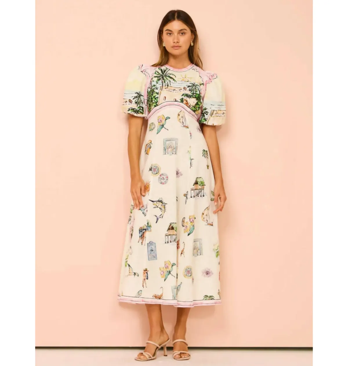 Alemais Sunset Midi Dress Print Size AU 10 - Image 1