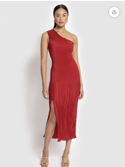 L’IDEE soirée pleaded one shoulder dress RED for rent on The Volte - image 1