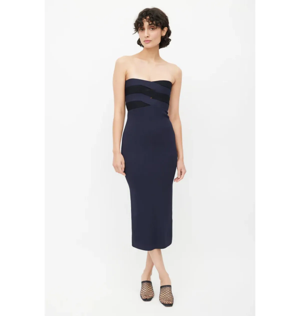 Dion Lee Interlock Bustier Strapless Midi Dress In Navy/Midnight Size XS / AU 6 - Image 1