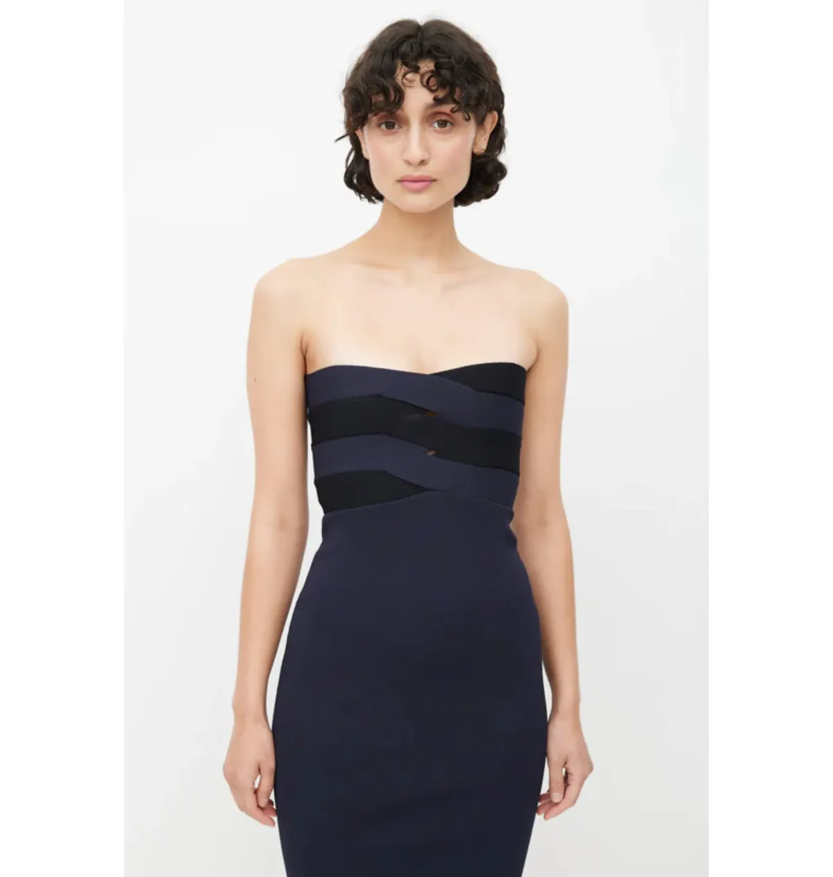 Dion Lee Interlock Bustier Strapless Midi Dress In Navy/Midnight Size XS / AU 6 - Image 2