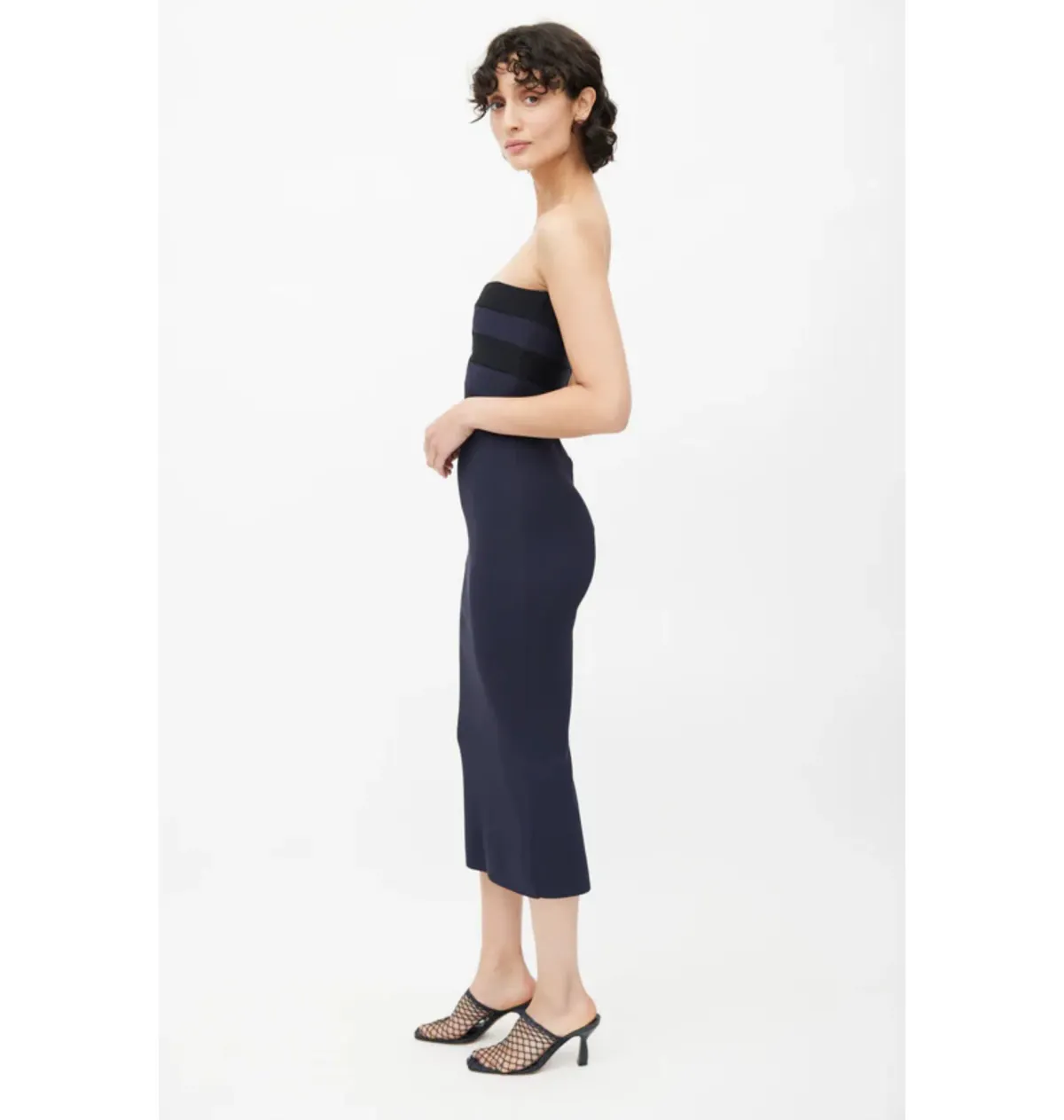 Dion Lee Interlock Bustier Strapless Midi Dress In Navy/Midnight Size XS / AU 6 - Image 3