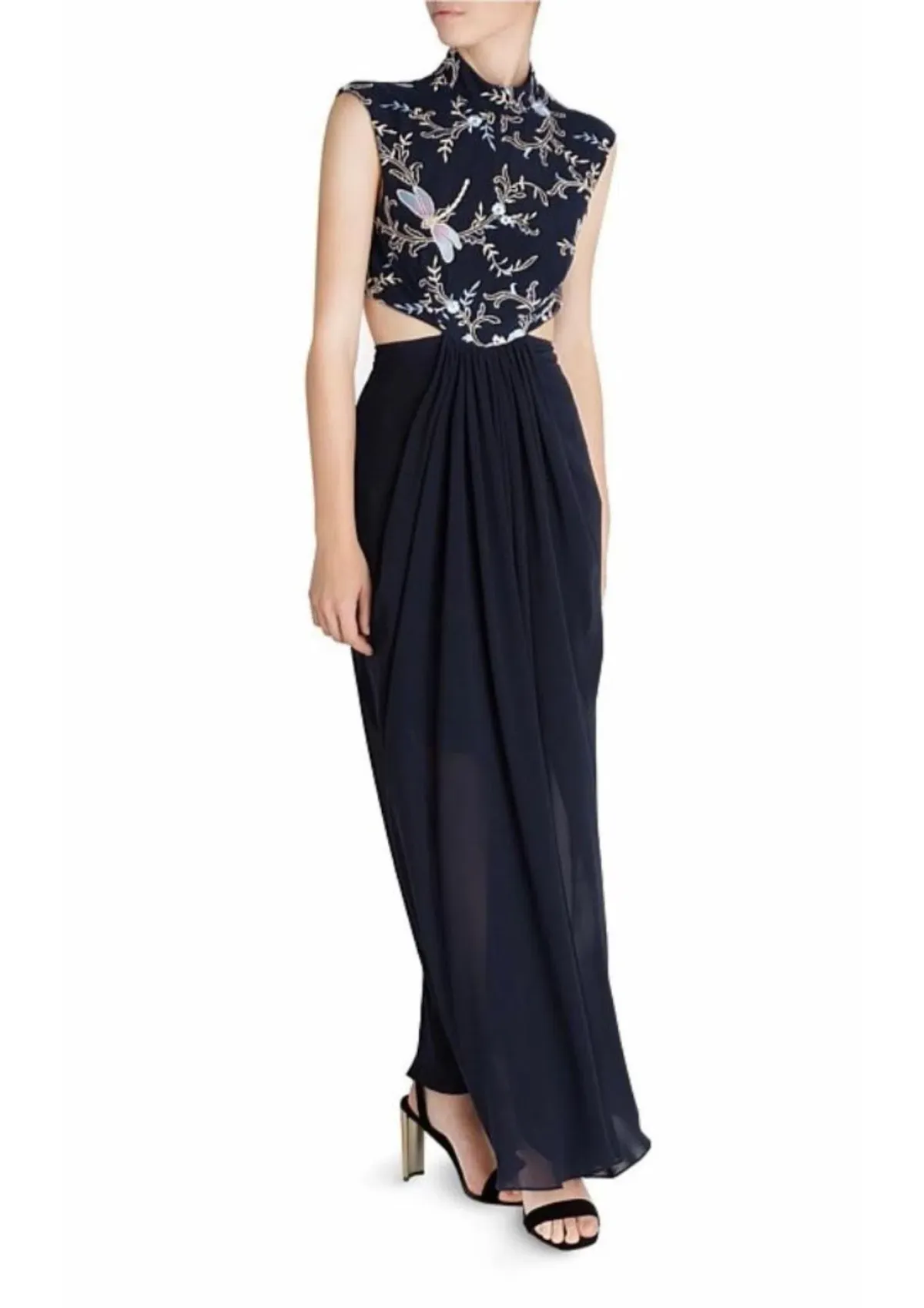 Carla Zampatti The Venus Diaphanous Gown Navy Size 4 - Image 1
