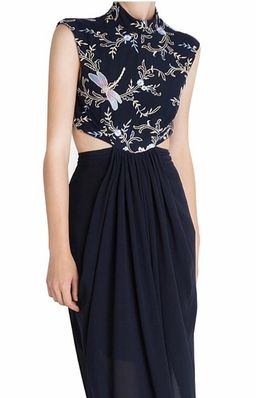 Carla Zampatti The Venus Diaphanous Gown Navy Size 4 for rent on The Volte - image 2