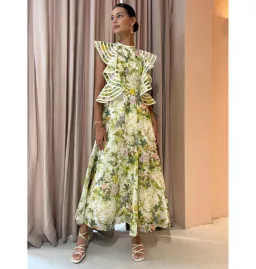 Alemais Eden Flounce Midi Dress Multi Size AU 14 for rent on The Volte - image 1