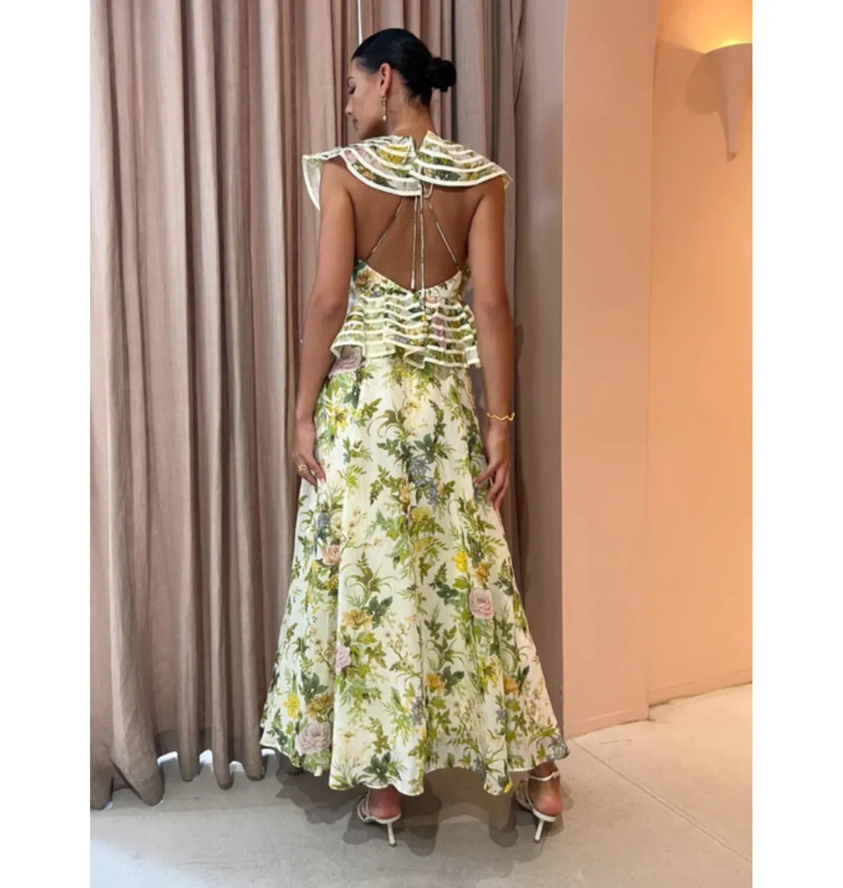 Alemais Eden Flounce Midi Dress Multi Size AU 14 - Image 4