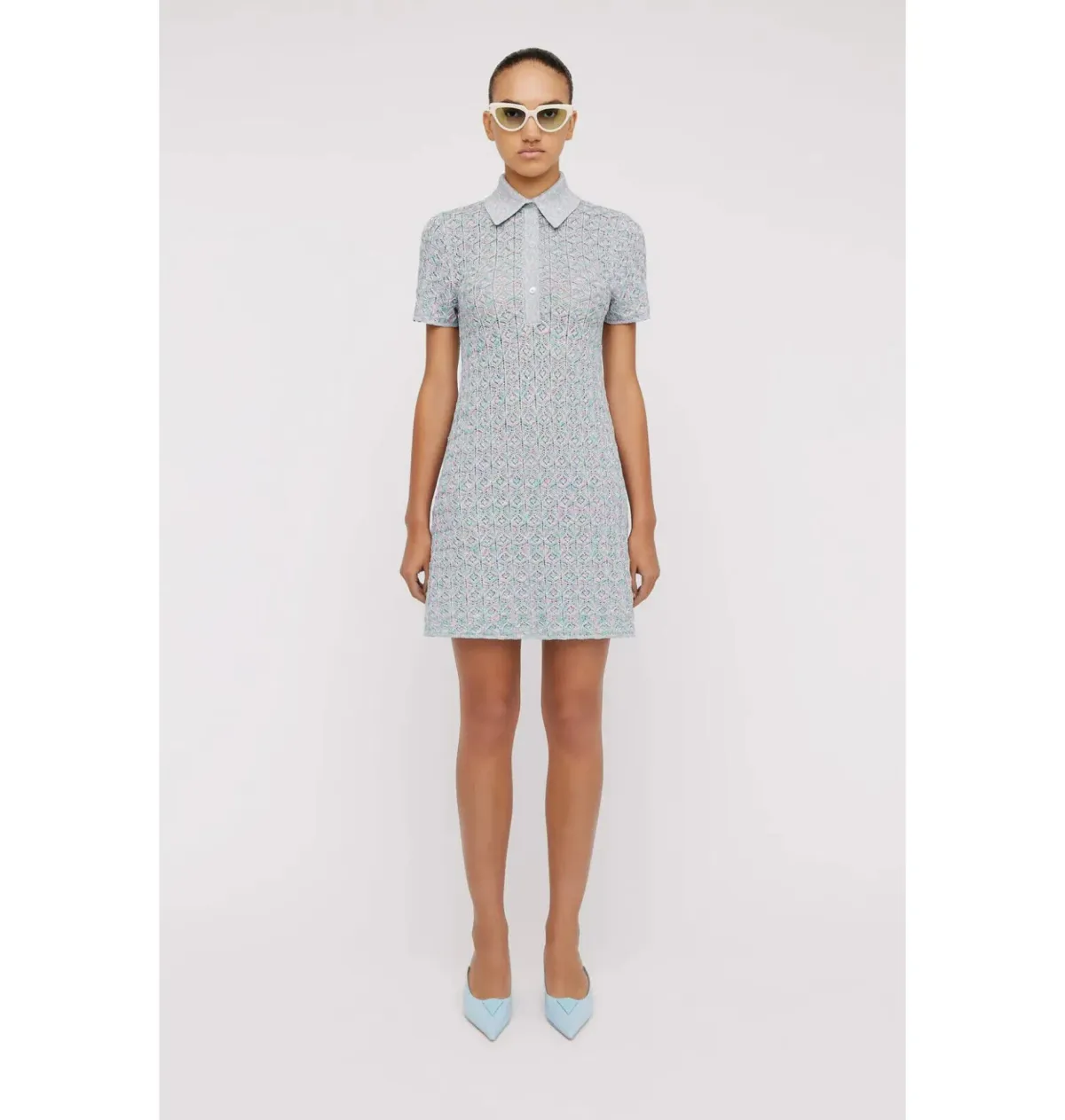 Scanlan Theodore Sparkle Knit Shirt Dress Grey Size AU 8 - Image 1