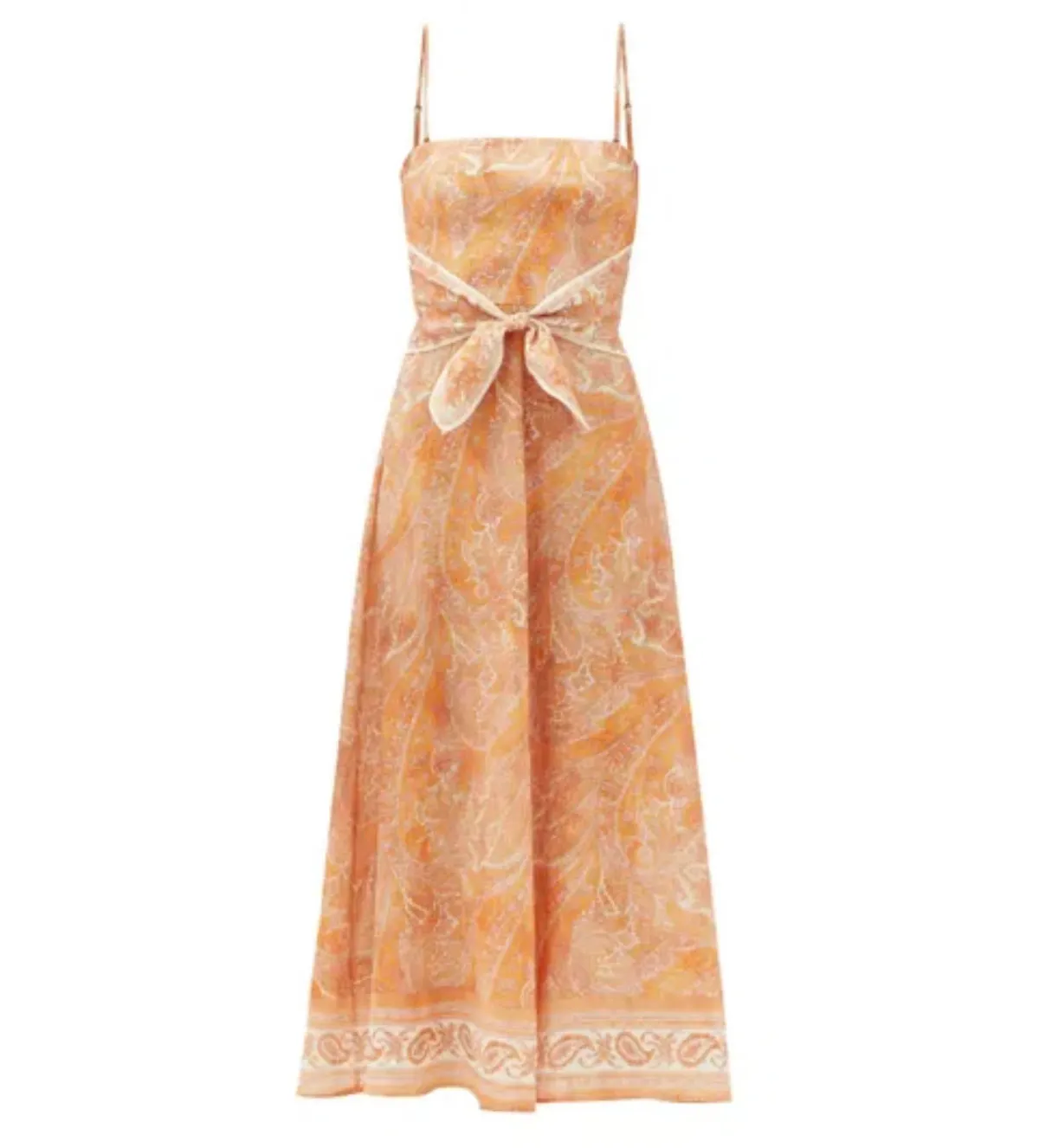 Zimmermann Brighton Tie-waist Paisley Midi Dress Orange/Print Size 0/Au 8 - Image 3