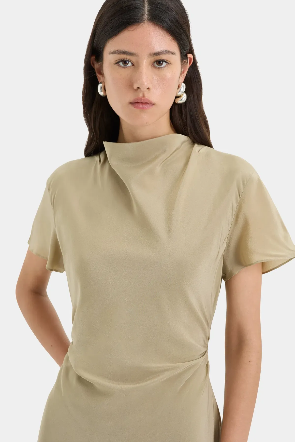 Sir the Label Seameadow Bias Dress Olive Size 1/Au 8 - Image 2