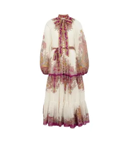 Zimmermann Teddy Paisley-print Midi Dress in White Size 0/Au 8  for rent on The Volte - image 2