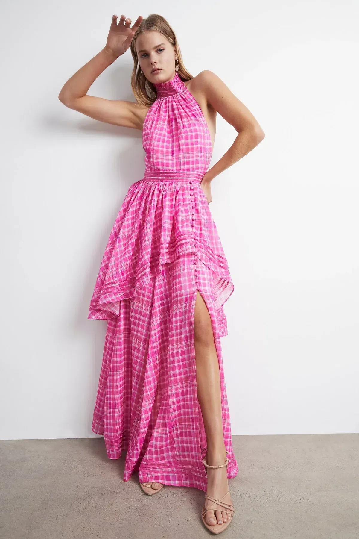 Aje Bungalow Sienna Dress Pink Check Size 4  - Image 1
