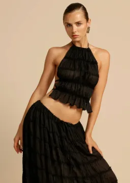 Arcina Ori Juliette Halter Top & Maxi Skirt Set Black Size S / AU 6-8 for rent on The Volte - image 6
