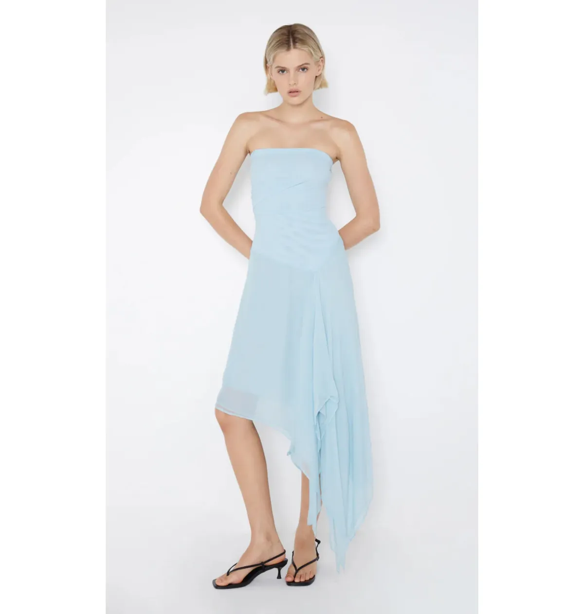 Bec & Bridge Elzette Strapless Midi Dress in Dolphin Blue Size AU 8 - Image 1