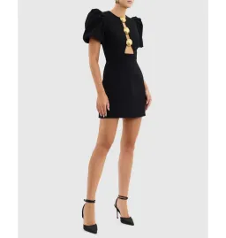 Rebecca Vallance Sirene Puff Sleeve Mini Dress Black Size AU 6 for rent on The Volte - image 2