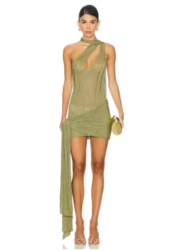Aya Muse Leia Mini Dress in Olive Green Size XS / AU 6 for rent on The Volte - image 1