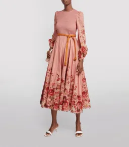 Zimmermann Cassia Shirred Midi Dress Musk Floral Size 1 / AU 10 for rent on The Volte - image 1