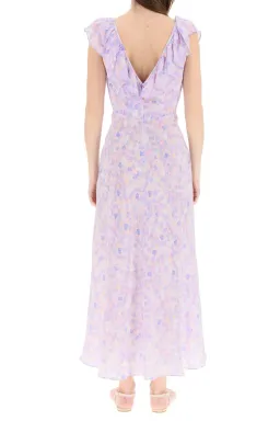 Rixo London Antoinette Silk Crepe De Chine Midi Dress In Purple Printed Size XS / AU 6 for rent on The Volte - image 2
