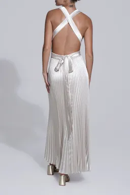 L’Idee Moderniste Midi Gown Champagne Size 10 for rent on The Volte - image 3