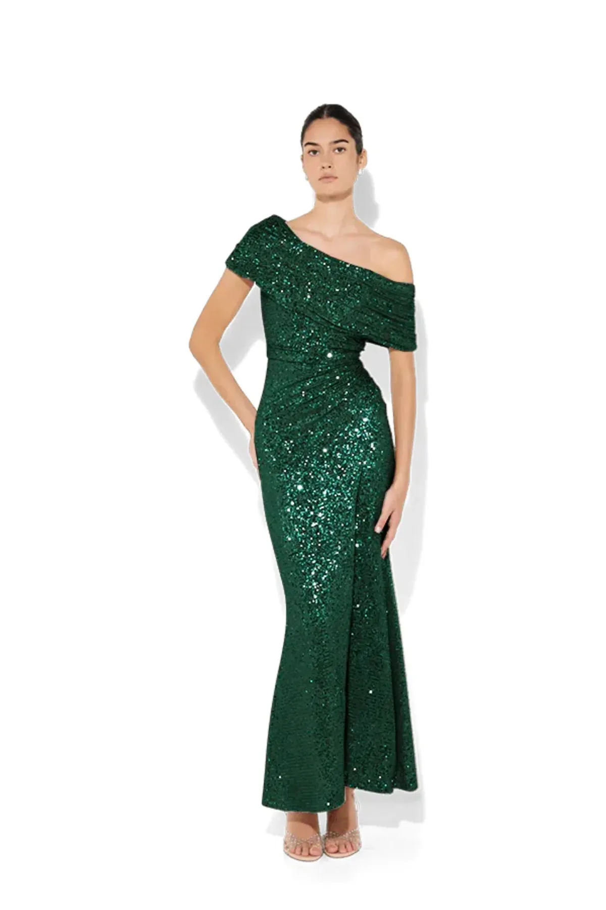 Montique Grace Sequin Gown Emerald Size 10 - Image 1
