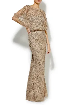 Montique Mimi Hand Beaded Sequin Gown Nude Size 8 for rent on The Volte - image 2