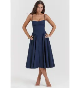 House of CB Samaria Corset Sundress in French Navy Size 6/XS for rent on The Volte - image 1