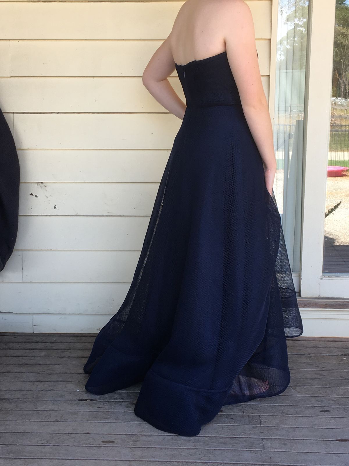 Bariano Strapless Navy Gown Size 8 - Image 3
