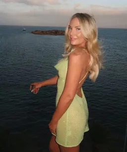 Sommer Swim Ibiza Chartreuse Mini Dress Sequin Size 8 for rent on The Volte - image 3