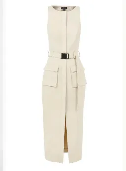 MOSSMAN BEIGE ON HIATUS MIDI SAFARI DRESS for rent on The Volte - image 7