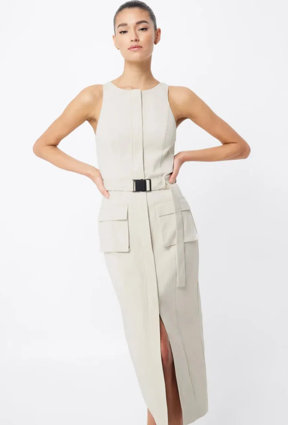 MOSSMAN BEIGE ON HIATUS MIDI SAFARI DRESS - Image 4