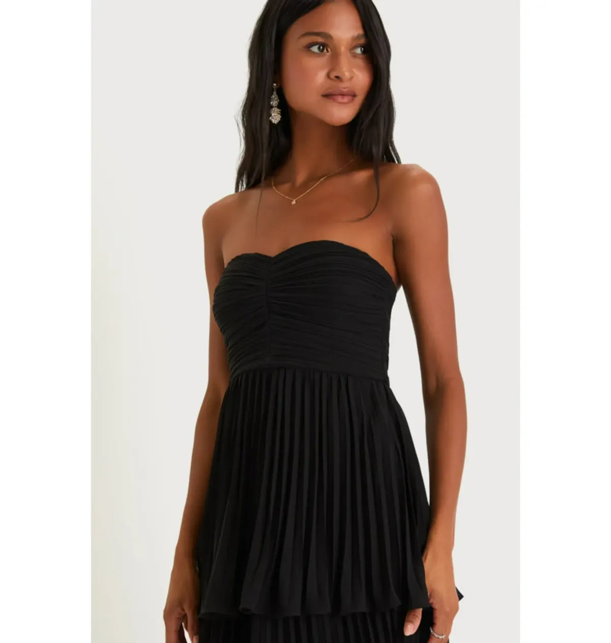 Lulus Seriously Sensational Strapless Tiered Maxi Dress Black Size AU 6 - Image 3