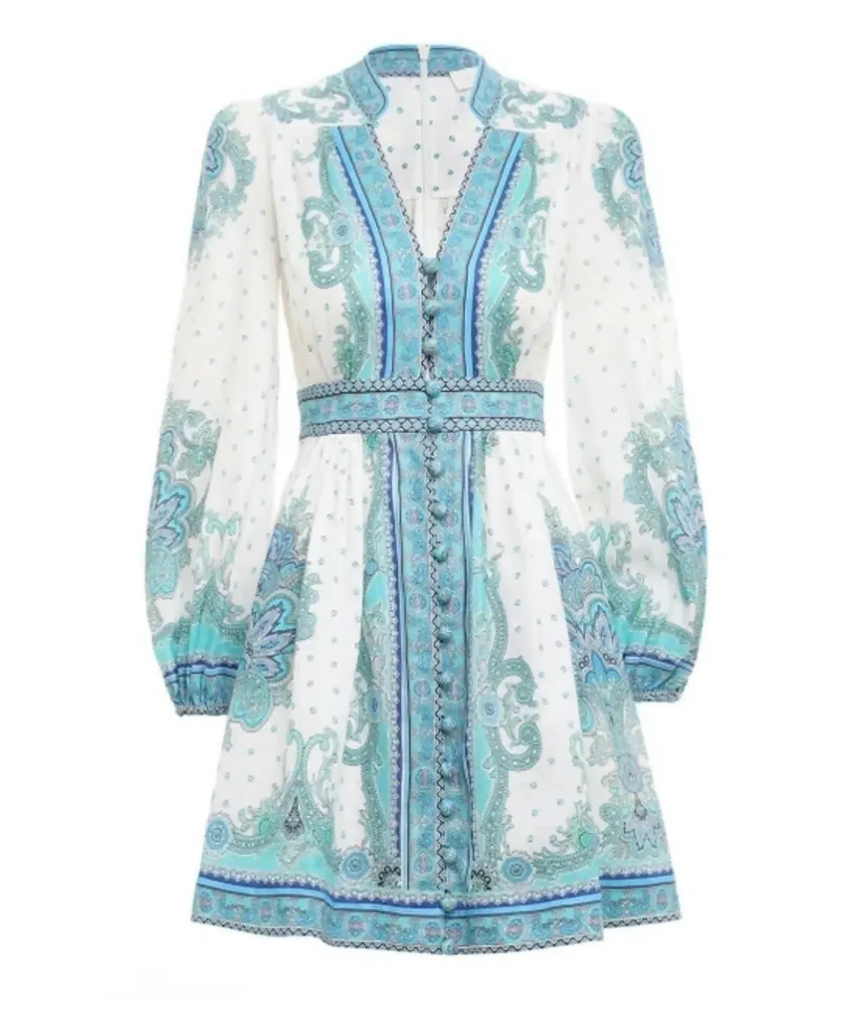 Zimmermann Bells Paisley Short Dress Blue Paisley Size 2 / AU 12 - Image 5